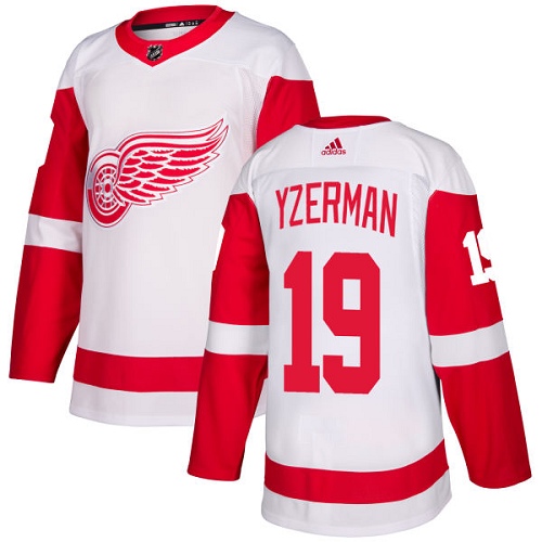 Adidas Red Wings #19 Steve Yzerman White Road Authentic Stitched Youth NHL Jersey
